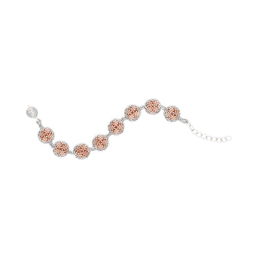 Pulsera Diamantes Redondos Plata Ajustable Rosa